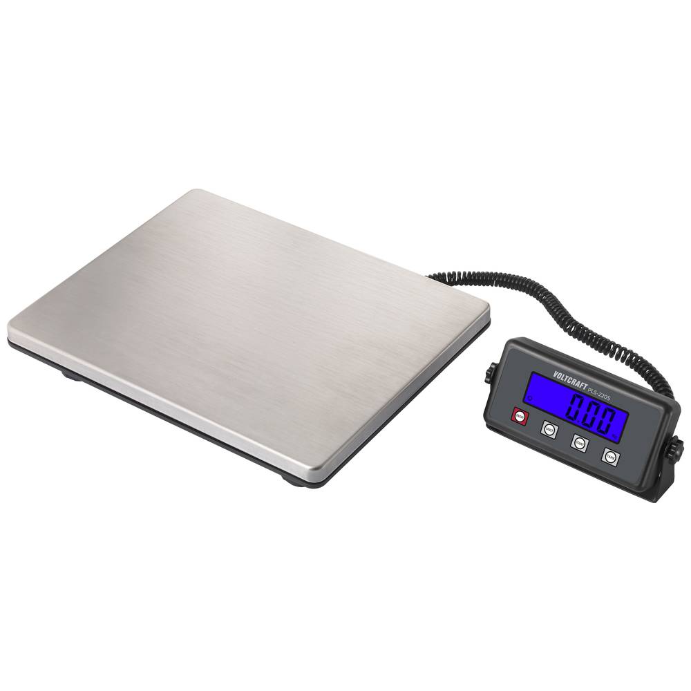 Image of VOLTCRAFT PLS-220S Platform scales Weight range 200 kg Readability 50 g battery-powered mains-powered Stainless steel