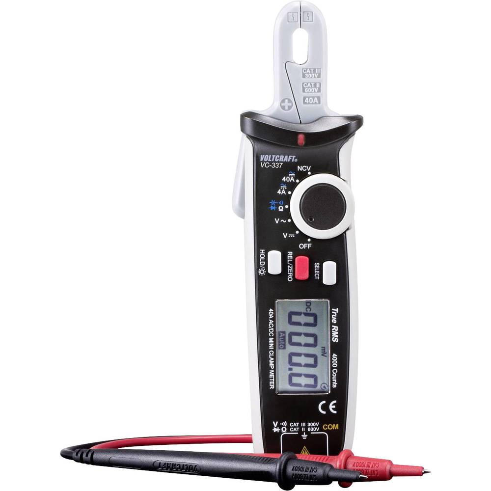 Image of VOLTCRAFT VC-337 Clamp meter Calibrated to (ISO standards) Digital CAT III 300 V CAT II 600 V Display (counts): 4000