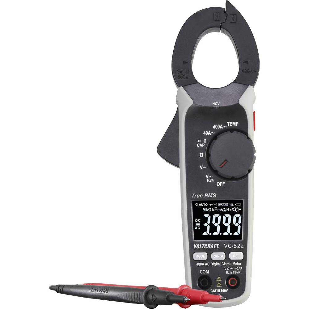 Image of VOLTCRAFT VC-522 (ISO) Clamp meter Calibrated to (ISO standards) Digital CAT III 600 V Display (counts): 4000