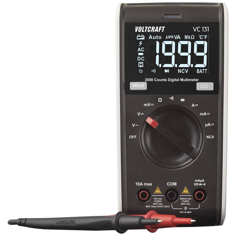 Image of VOLTCRAFT VC131 Handheld multimeter Calibrated to (ISO standards) Digital CAT III 250 V Display (counts): 2000