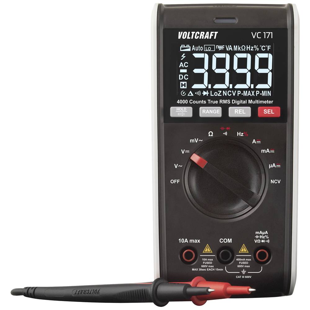Image of VOLTCRAFT VC171 Handheld multimeter Calibrated to (ISO standards) Digital CAT III 600 V Display (counts): 4000