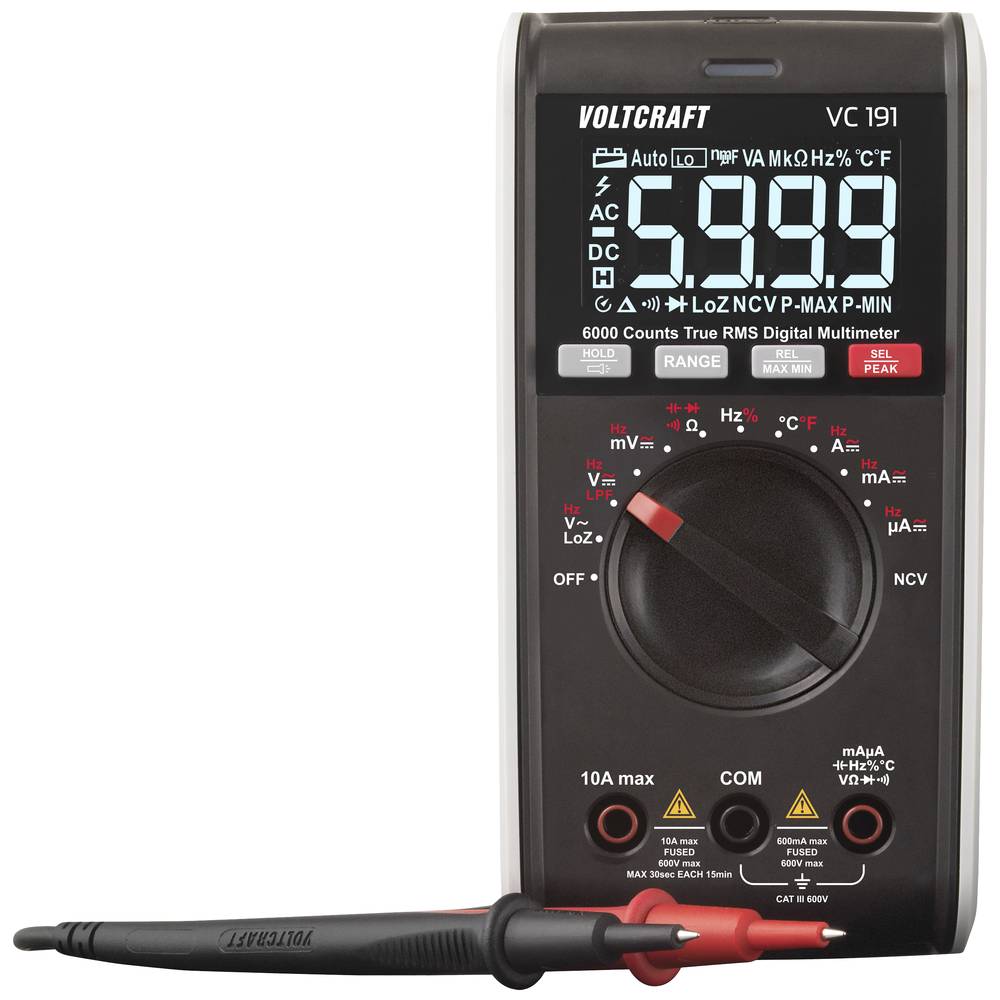 Image of VOLTCRAFT VC191 Handheld multimeter Calibrated to (ISO standards) Digital CAT III 600 V Display (counts): 6000