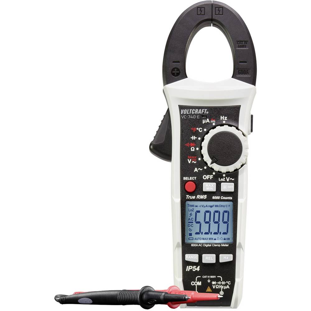 Image of VOLTCRAFT VC740 (K) Clamp meter Handheld multimeter Calibrated to (ISO standards) Digital Splashproof (IP54) CAT IV 600