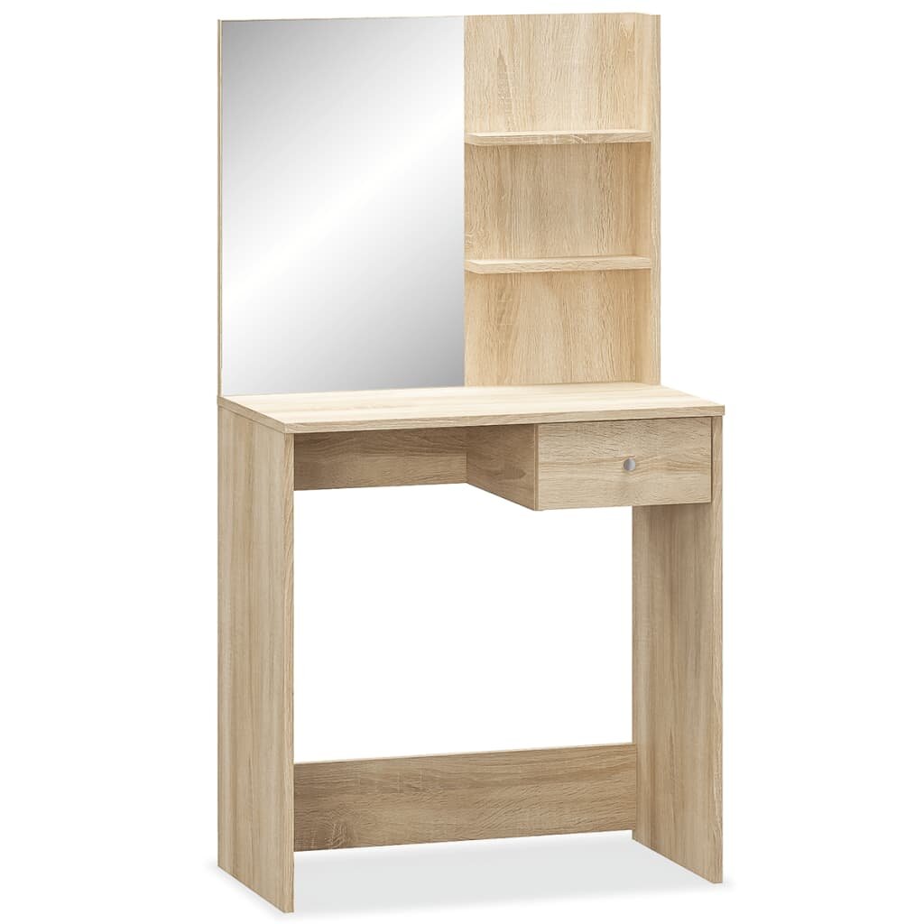 Image of Vanity Table Set with HD Mirror Makeup Vanity Dressing Table with Large Storage Drawers 2 Shelves Dresser for Bedroom