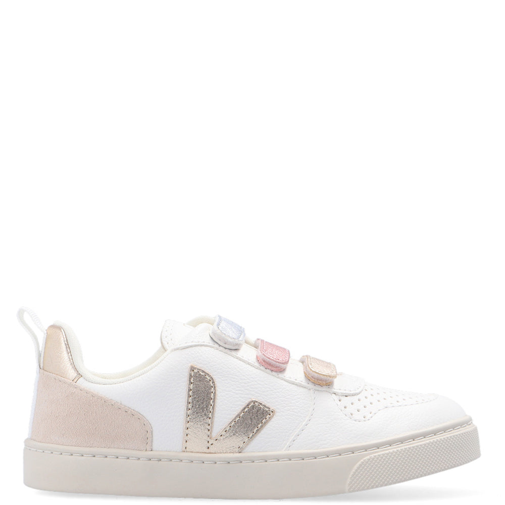 Image of Veja Baby Girls V-10 Leather Sneakers Multicolour EU 24 White