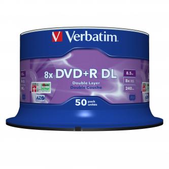 Image of Verbatim DVD+R DL Double Layer Matt Silver 43758 85GB 8x spindle 50-pack 12cm pro archivaci dat SK ID 411573