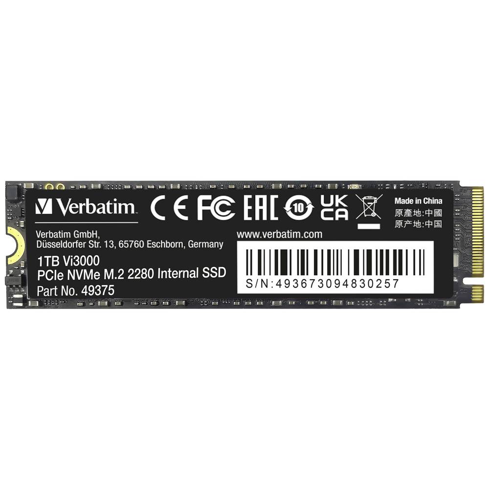 Image of Verbatim Vi3000 1 TB NVMe/PCIe M2 internal SSD PCIe NVMe 30 x4 Retail 49375