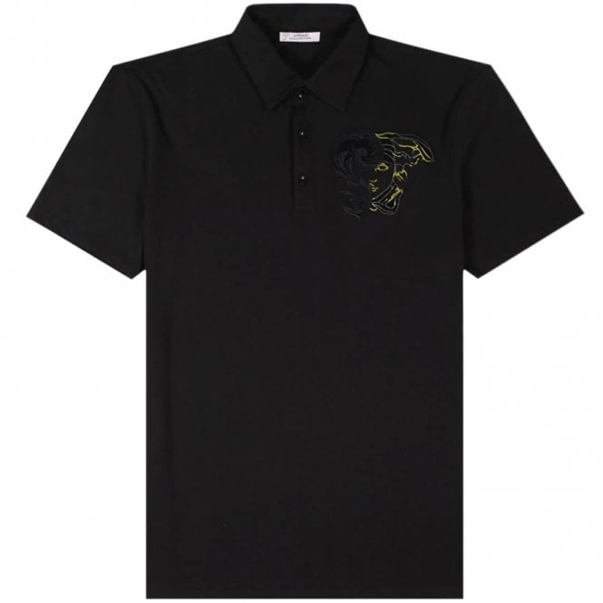 Image of Versace Collection Men's Half Medusa Polo Shirt Black S