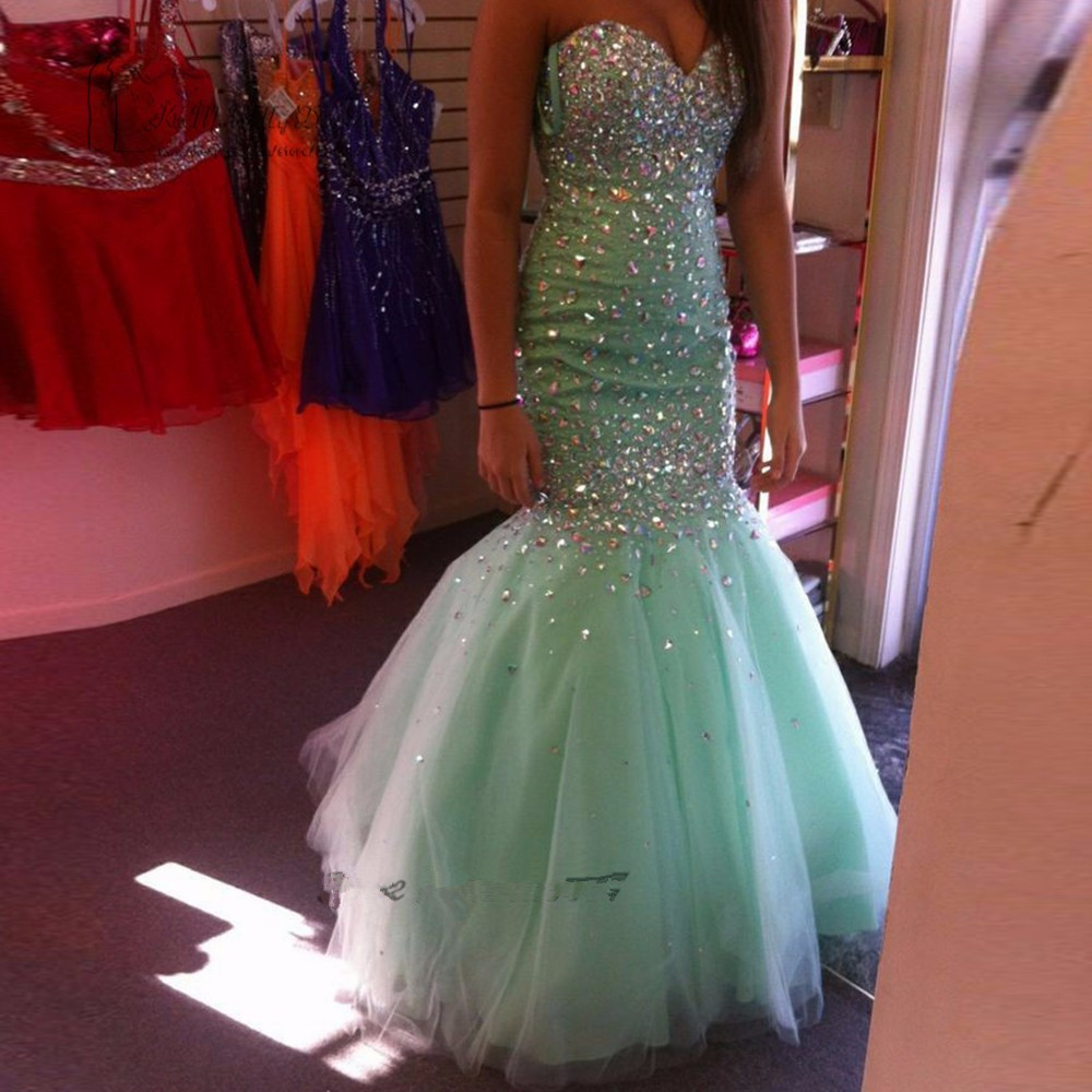 Image of Vestidos de Baile Mint Green Mermaid Prom Dress Crystals Long Evening Gowns Ballkleider Buy Direct From China Sexy