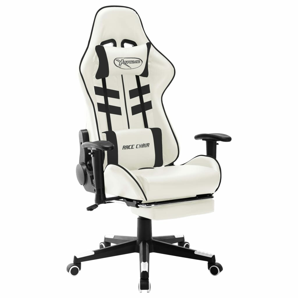 Image of VidaXL Gaming Chair Ergonomic Racing Chair Artificial Leather Restractable Footrest Height Adjustable Armrest 360°Swivel