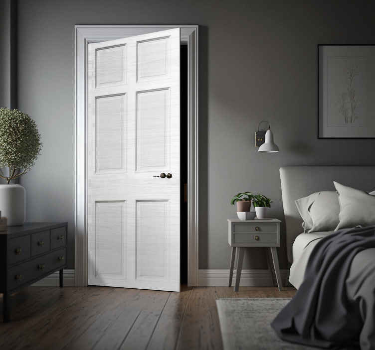 Image of Vinilo decorativo para puerta madera blanca con molduras