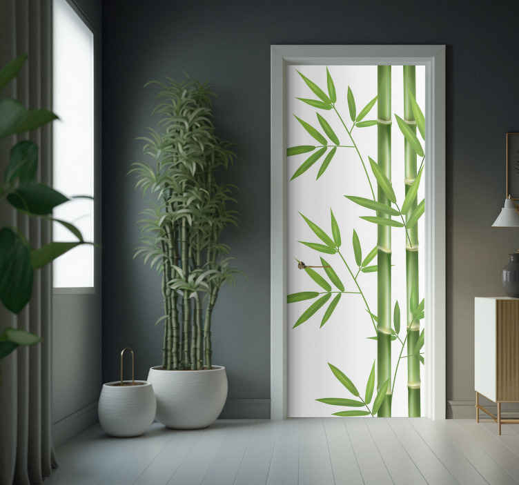 Image of Vinilo decorativo para puerta tallo bambu