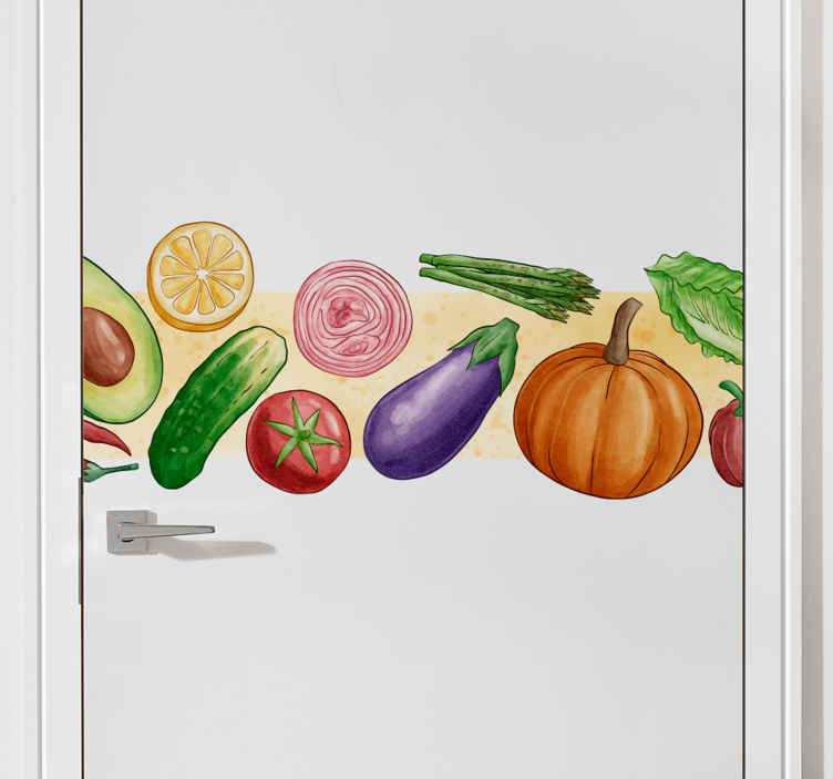 Image of Vinilo puerta Bonita presentación de verduras