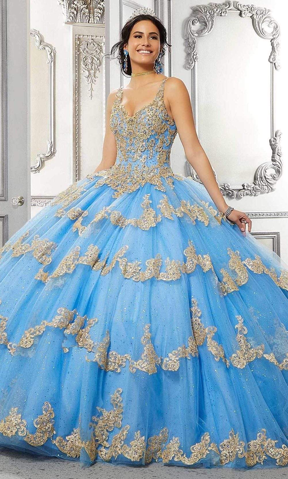 Image of Vizcaya by Mori Lee - 89324 V-Neck Basque Ball Gown