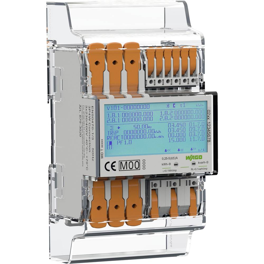 Image of WAGO 879-3000 4PU Electricity meter (AC) Digital 65 A MID-approved: Yes 1 pc(s)