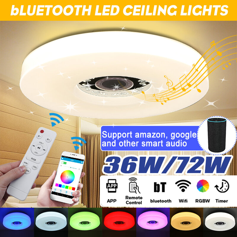 Image of WIFI LED Ceiling Light 256 RGB bluetooth Music Speaker Dimmable Lamp Remote