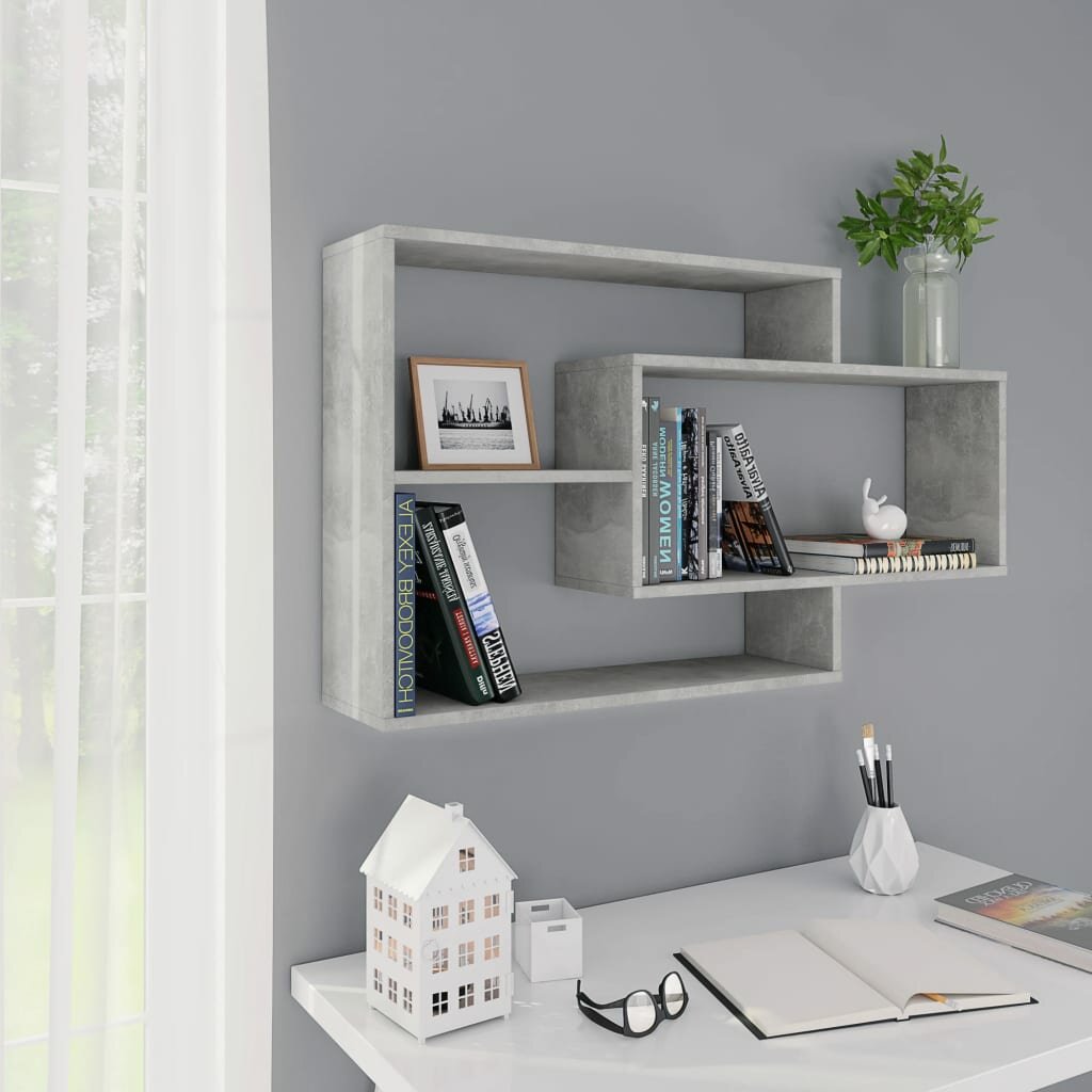 Image of Wall Shelves Concrete Gray 409"x79"x236" Chipboard