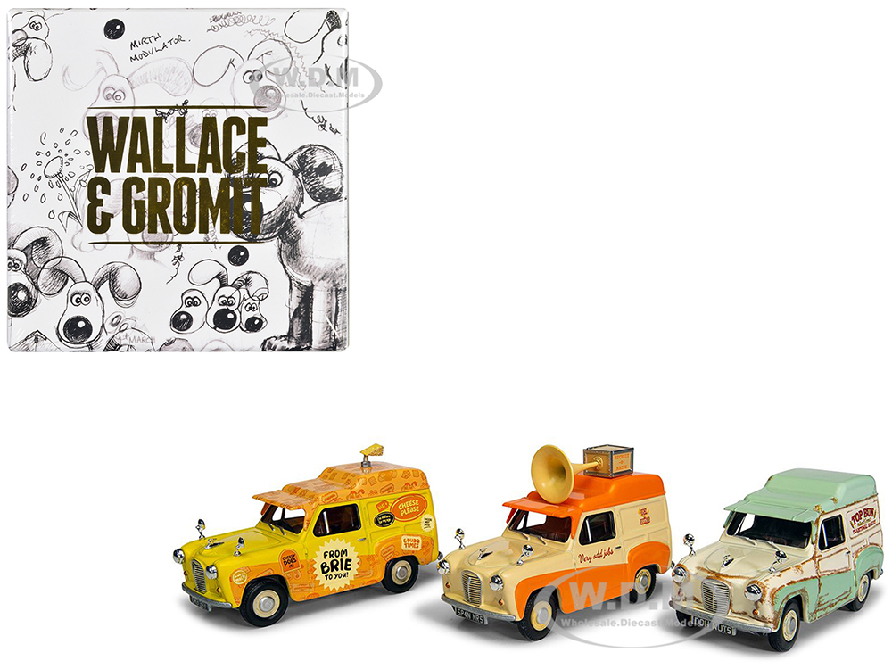 Image of "Wallace &amp Gromit" Austin A35 Van Collection Set of 3 Pieces Diecast Model Cars by Corgi