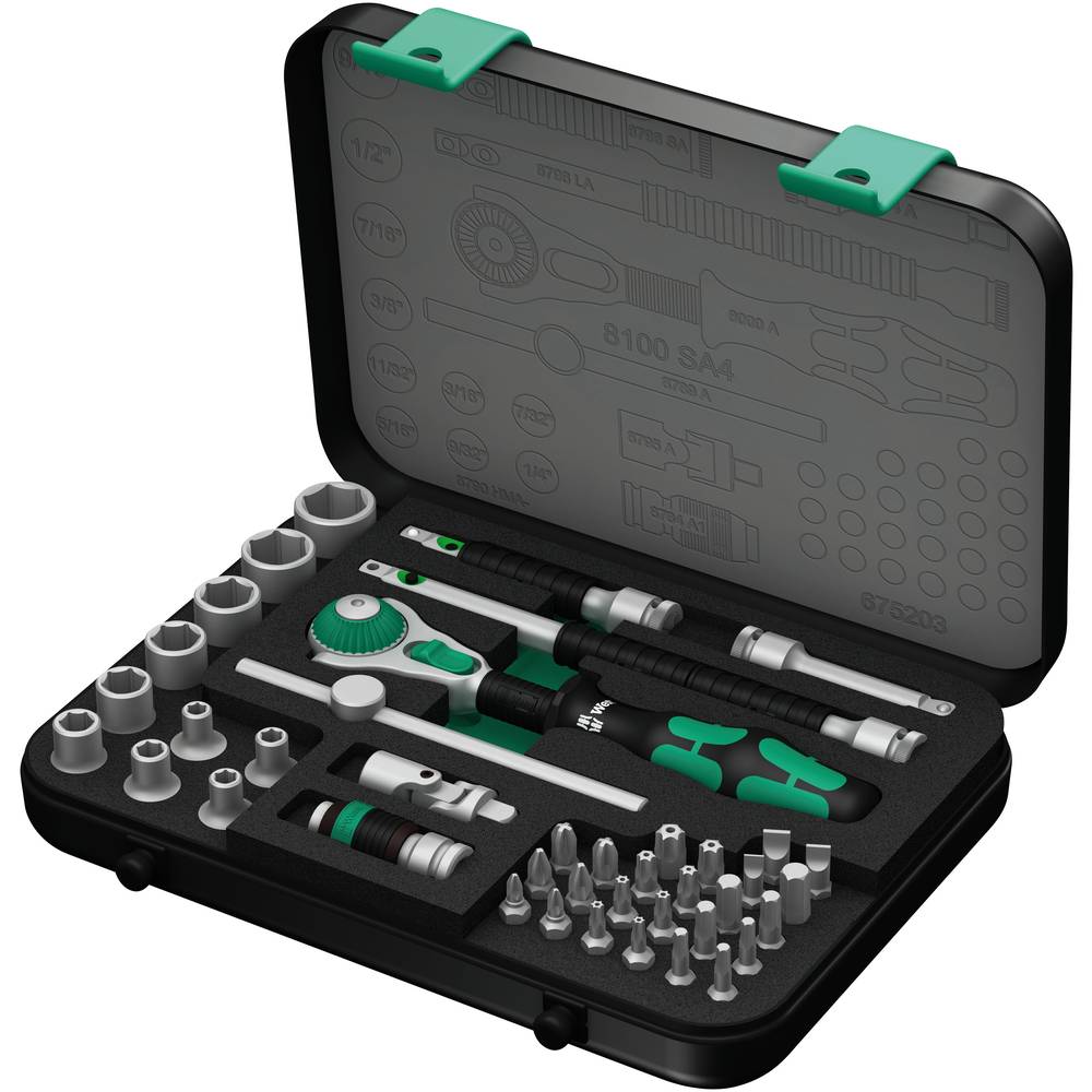 Image of Wera 8100 SA 4 Zyklop Bit set Imperial 1/4 (63 mm) 41-piece 05003535001