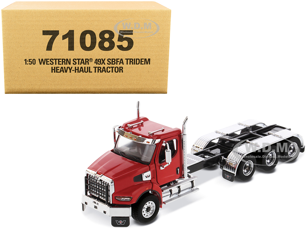 Image of Western Star 49X SBFA Tridem Day Cab Heavy-Haul Truck Tractor Viper Red "Transport Series" 1/50 Diecast Model by Diecast Masters