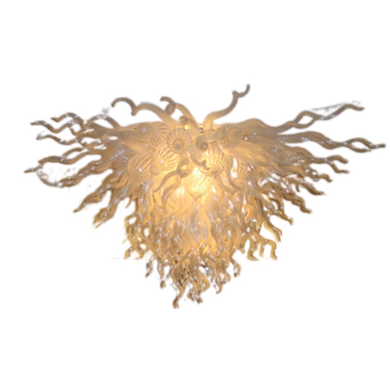 Image of White Blown Glass Pendant Lamps Murano Style Glass Chandelier AC 110/240v LED Bulbs Hanging Ceiling Light for New House Decor