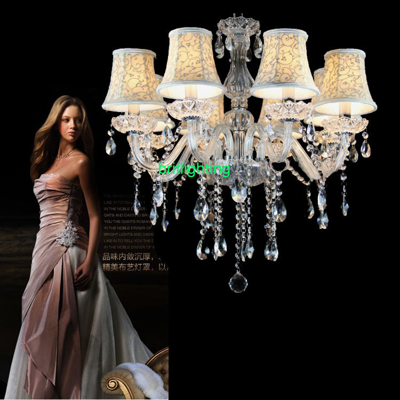 Image of White Crystal Lighting Chandeliers Modern Crystal Lamps Ceiling for Living Room KTV Lights Dining Bedroom Lamp H9 Crystals Pendants