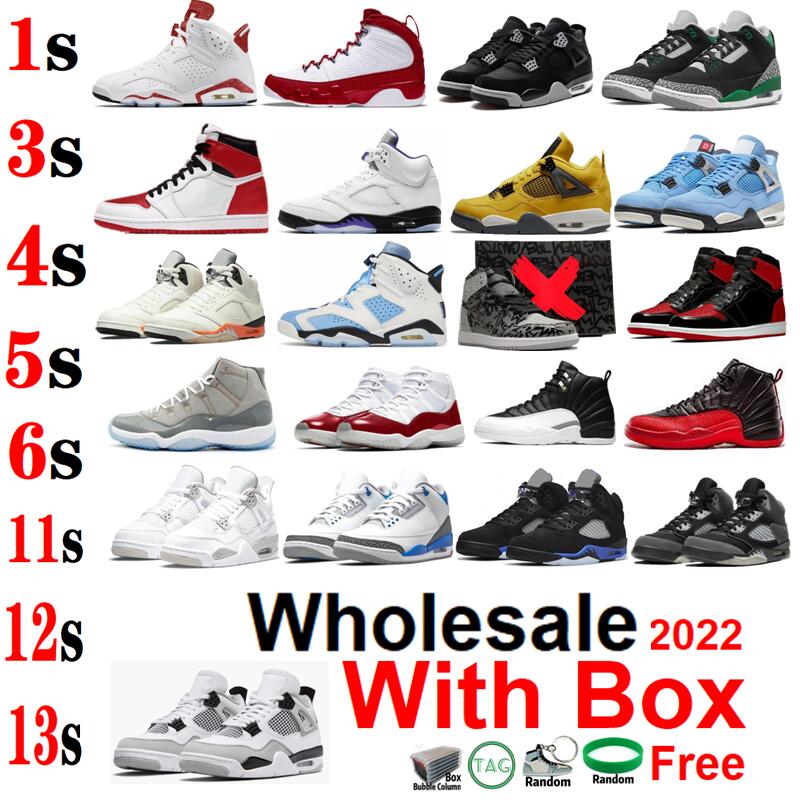 Image of Wholesale Basketball Shoes Military Black Canvas 4s Cherry 11s Patent Bred 1s Playoffs 12 Midnight Navy 6 Men Women With Box Eminem Heritage