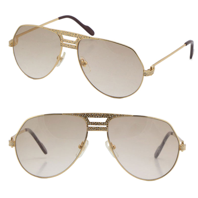 Image of Wholesale Fashion Accessories Sales Sunglasses 1130036 Limited edition Diamond Men 18K Gold Vintage Women Unisex C Decoration Eyeglasses Fra