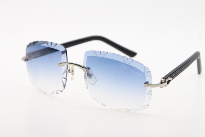 Image of Wholesale Rimless Diamond Cut SunGlasses Black Plank Sun glasses Fashion High Quality Male and female C Decoration gold UV400 Lens