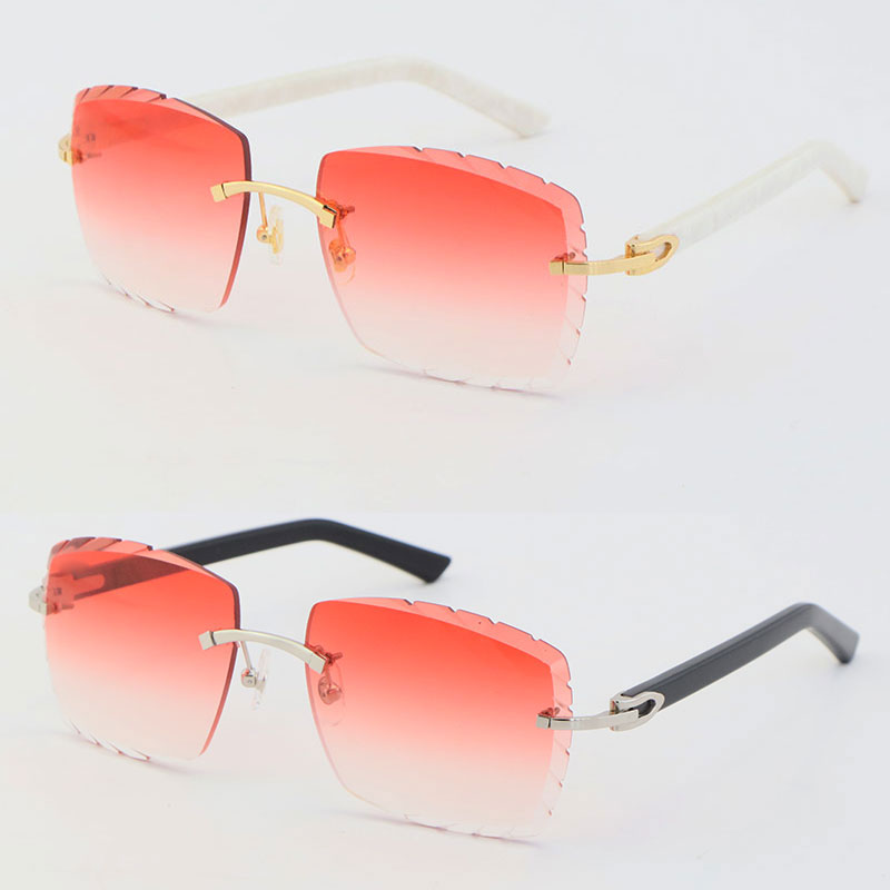 Image of Wholesale Rimless Metal Mix Marble White Plank Sunglasses 3524012 Geometnic Eyewear Shapes Unique Oversized Shapes High Quality 18K Gold C D