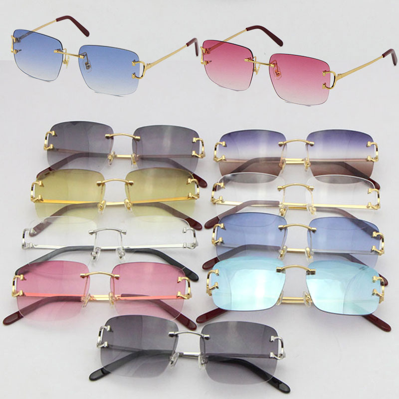 Image of Wholesale Sell Rimless T8200816 delicate Unisex Fashion Sunglasses Metal driving glasses C Decoration High Quality designer UV400 Lens Eyeglasses