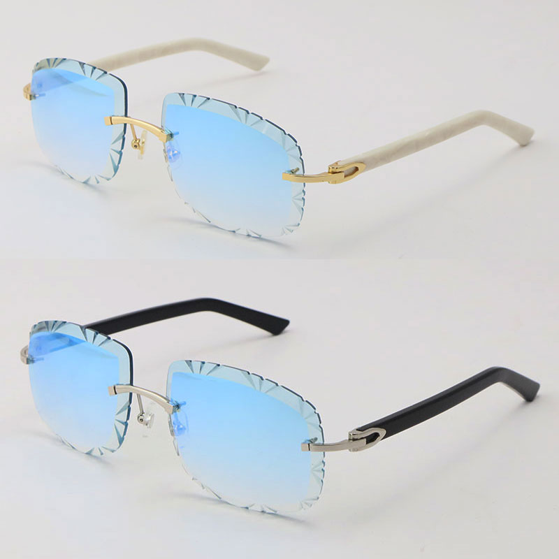 Image of Wholesale Selling 8200762 Rimless Sunglasses Women 18K Gold Metal Frame Sun Glasses Unisex Gray Red Brown Carved Lens Diamond cut Lenses Adumbral