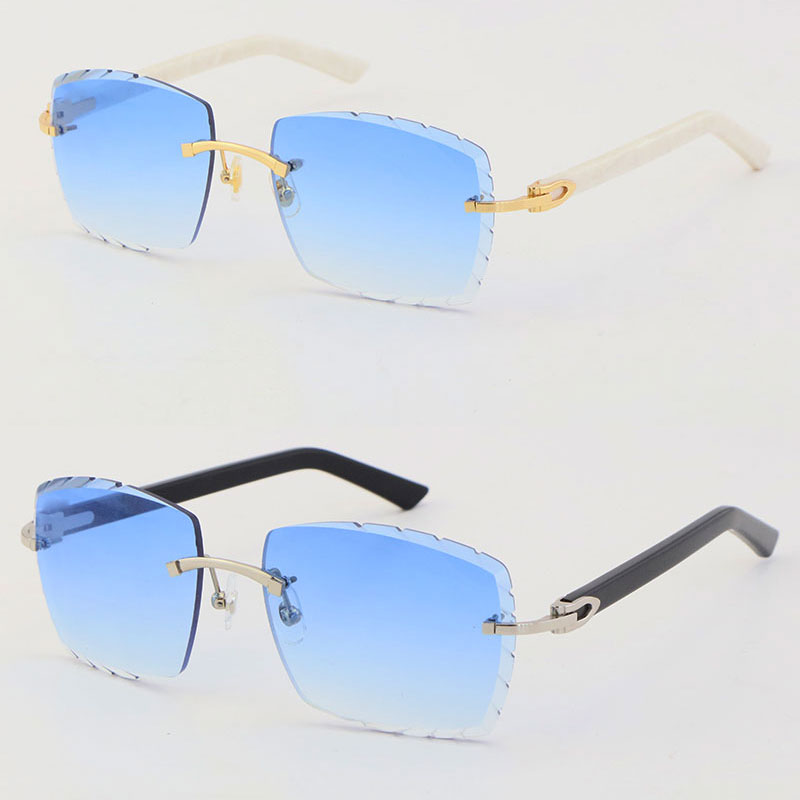 Image of Wholesale Selling Rimless Sunglasses dazzle Lens Optical 3524012-A Original Plank Glasses High Quality Carved lense Glass Unisex