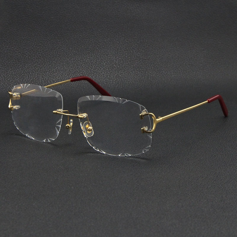 Image of Wholesale Selling Rimless T8200762 Unisex silver gold metal frame Eyewear lunettes driving glasses C Decoration eyeglasses frames men Women