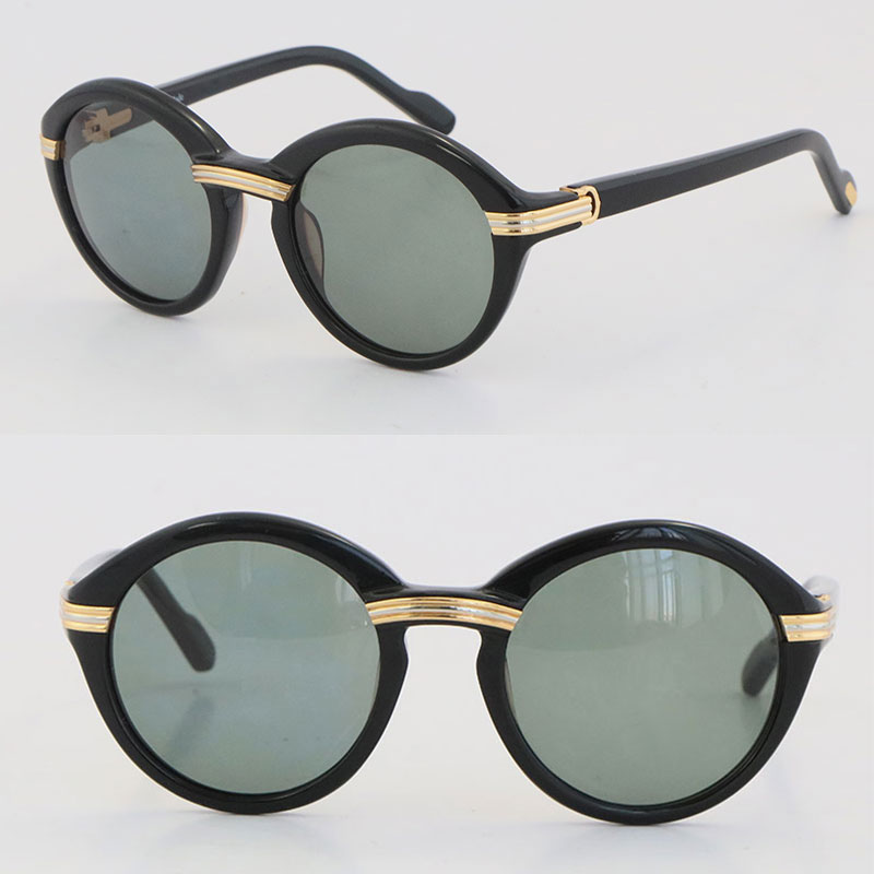 Image of Wholesale Selling Vintage 1991 Original Round Plank Sunglasses 1125072 Fashion mens Sun glasses C Decoration 18K Gold Brown Lens Frame Size