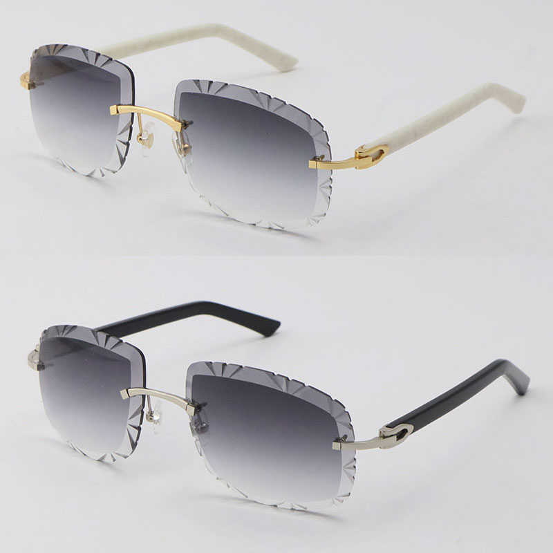 Image of Wholesale T8200762 Rimless Black White Plank Sunglasses Women Glasses Hot Unisex Sun Glasses driving Metal Frame Eyeglasses 18K Gold Brown F