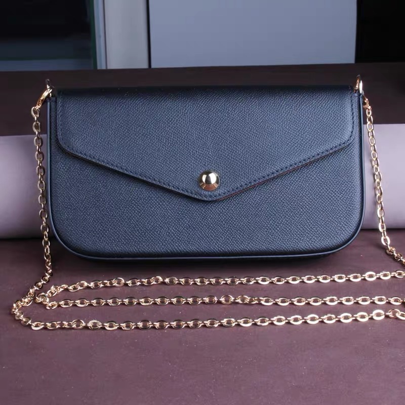 Image of Wholesale chain purse chain shoulder bag for women evening Bag handbag presbyopic three piece set mini messenger bag card holder purse