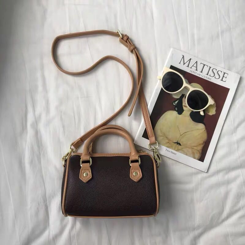 Image of Wholesale new mini boston bags Canvas genuine leather lady messenger bag phone purse fashion satchel nano pillow shoulder bag handbag