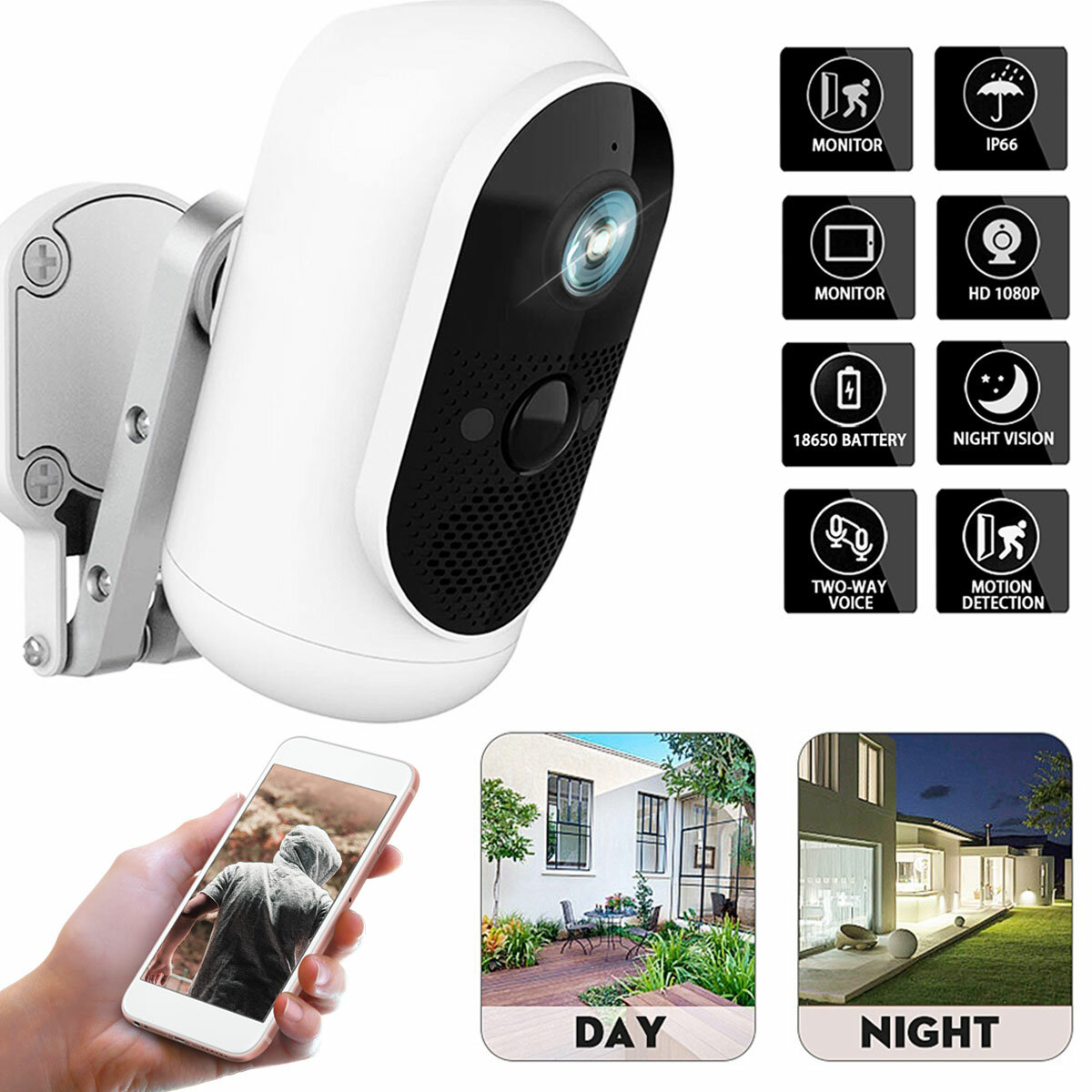 Image of WiFi 1080P HD House Security Camera Night Vision Wireless Outdoor Camera