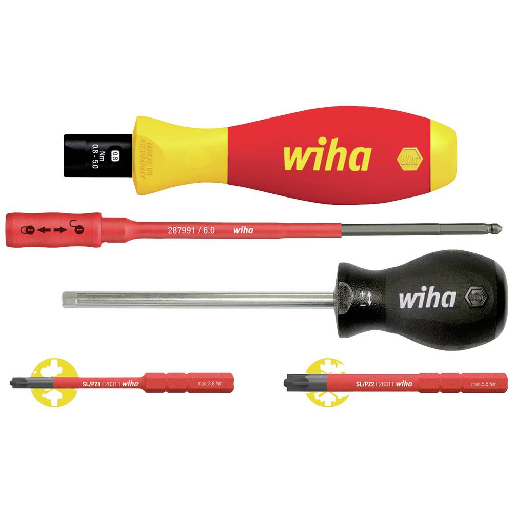Image of Wiha 38074 VDE Torque screwdriver set 5-piece 08 - 5 Nm DIN EN ISO 6789 DIN EN 60900