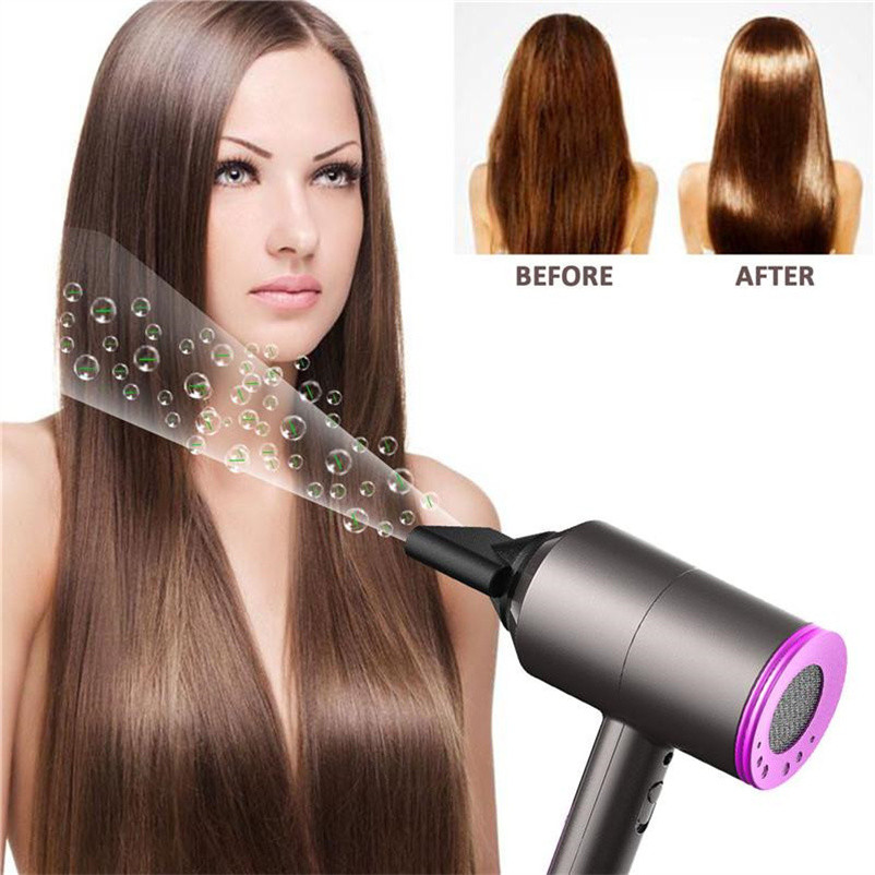 Image of Winter Hair Dryer Negative Lonic Hammer Blower Electric Professional Hot &Cold Wind Hairdryer Temperature Hair Care Blowdryer