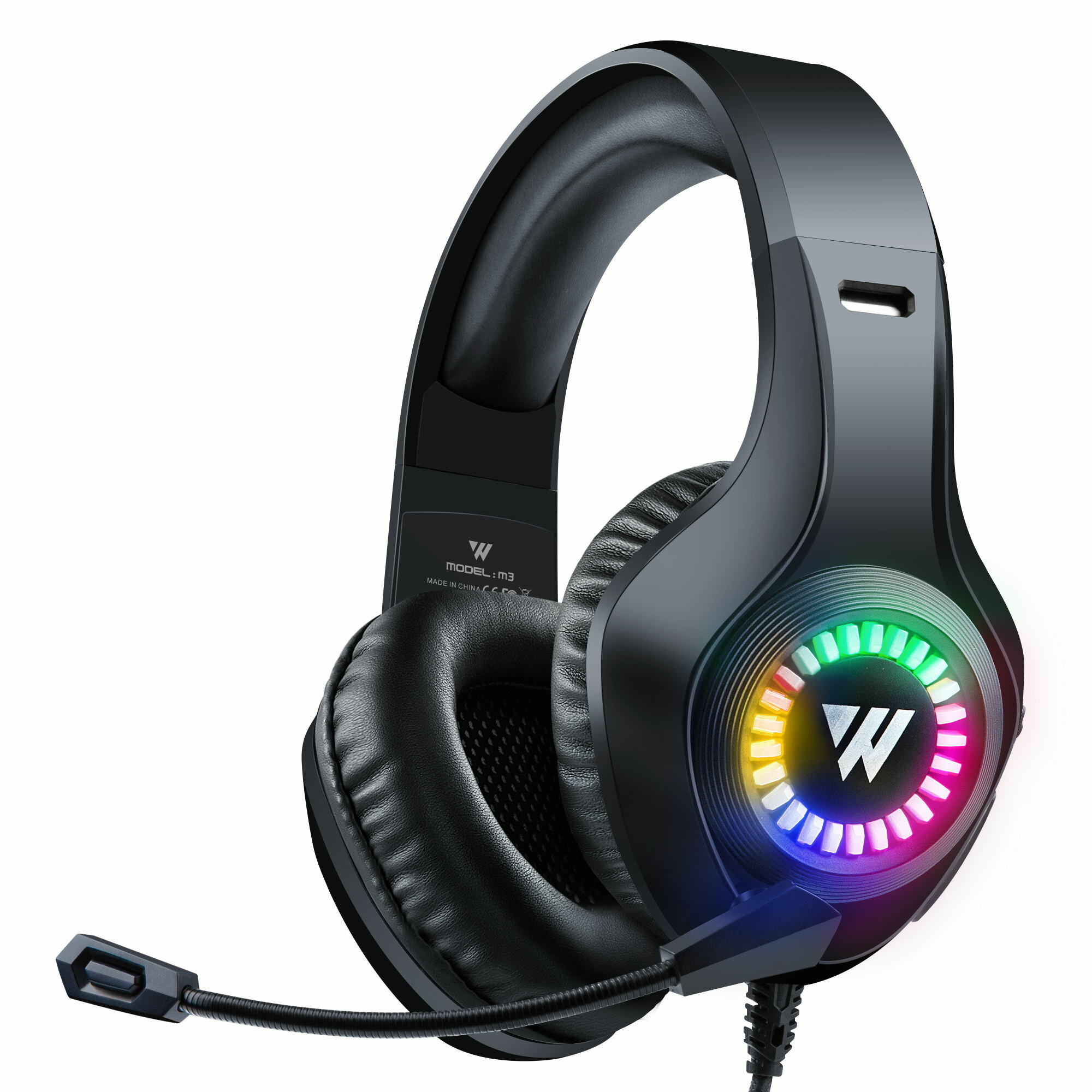 Image of Wintory M3 Gaming Headset Stereo RGB Light 50mm Driver Stereo Adjustable Noise Canceling Headphone with Mic