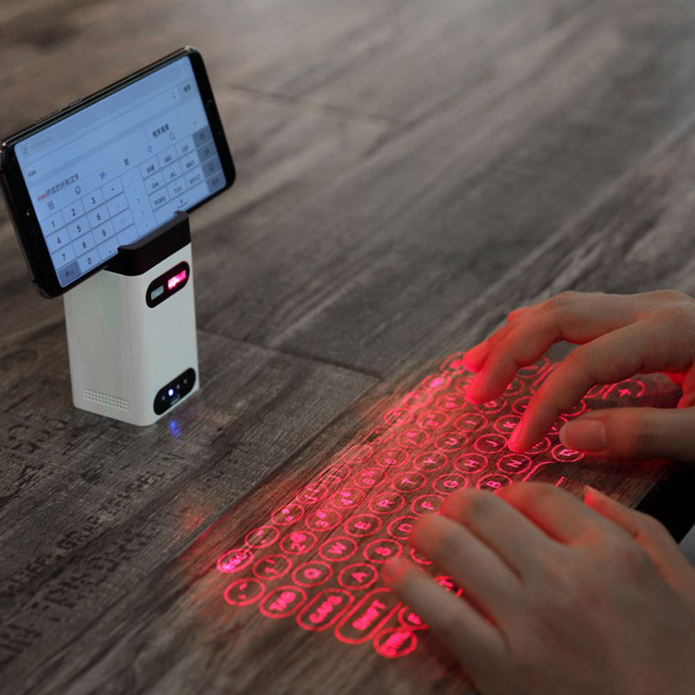 Image of Wireless Laser Projection Bluetooth Virtual Mini Keyboard Mouse White