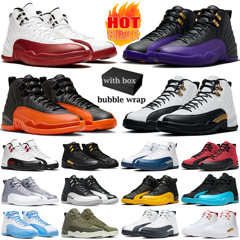 Image of With Box 12 Basketball Shoes men Cherry 12s sneakers Field Purple Brilliant Orange Royalty Taxi French Blue Flu Game Playoffs mens outdoor s