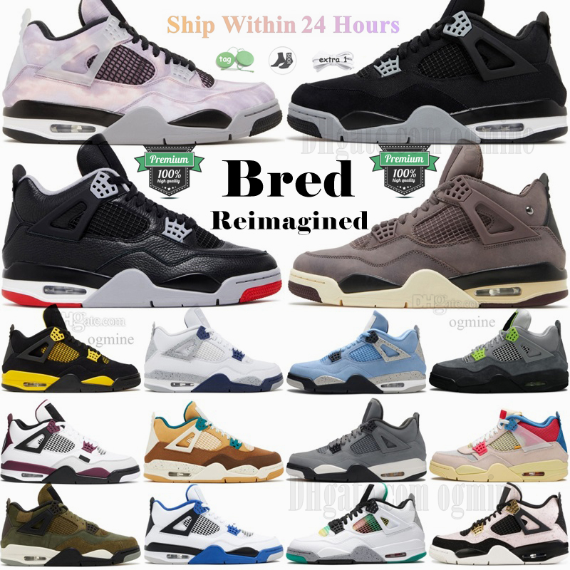 Image of With Box 4s dhgates Premium Quality jump man shoes men womens Bred Reimagined 4 IV Military Black Cat Thunder Pine Green mens Seafoam Runnin