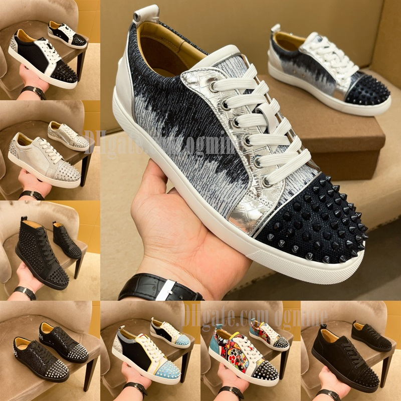 Image of With Box Luxury Loafers Red Bottoms Mens Dress Shoe Designer Shoes Platform Sneakers Big Size Us 13 Casual Women Black Glitter Flat Trainers