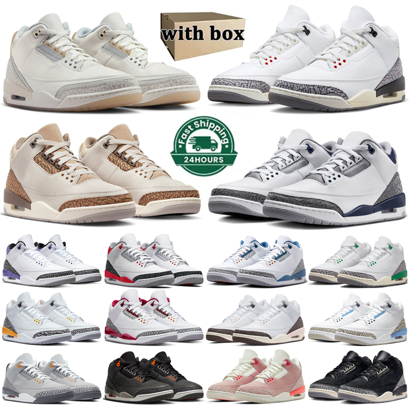 Image of With box 3s jumpman 3 basketball shoes men women White Cement Reimagined Ivory Midnight Navy Palomino Wizards Fire Red Fear mens trainers ou