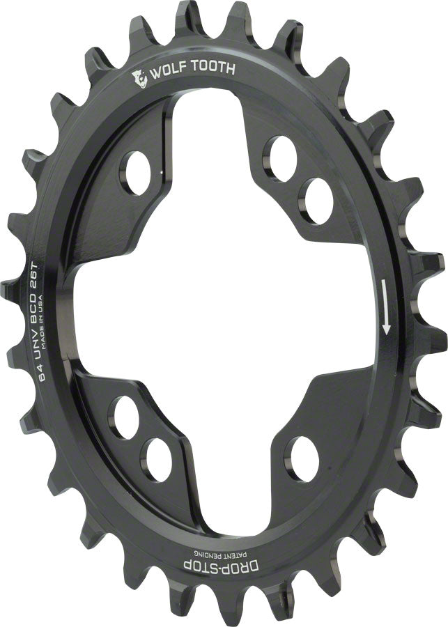 Image of Wolf Tooth 64 BCD Chainring - 64 BCD Universal Mount Drop-Stop Black
