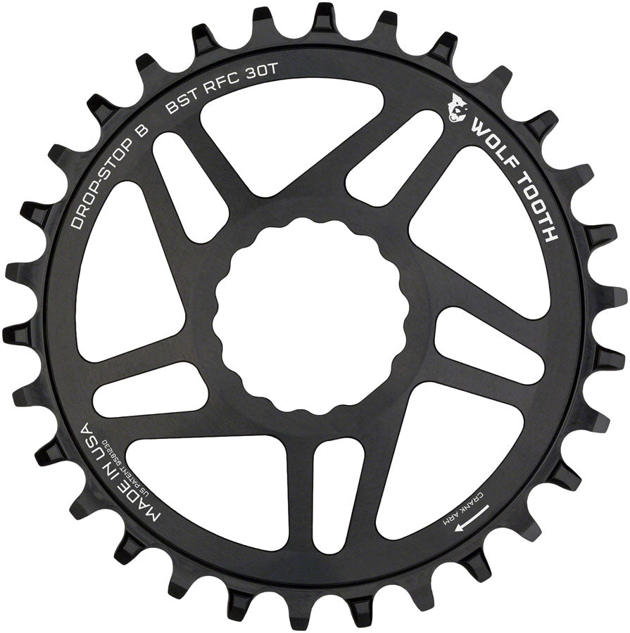 Image of Wolf Tooth Direct Mount Chainring - 30t RaceFace/Easton CINCH Direct Mount Drop-Stop B For Boost Cranks 3mm Offset Black