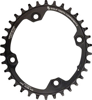 Image of Wolf Tooth Elliptical 104 BCD Chainring - 104 BCD 4-Bolt Drop-Stop Black
